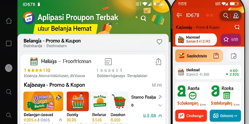 Tampilan antarmuka aplikasi ID678 dengan promo & kupon terbaru.