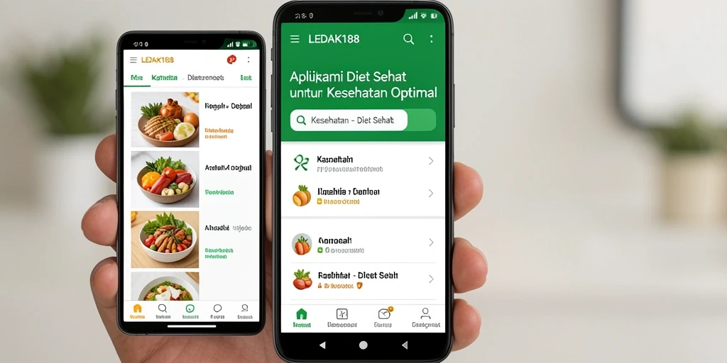 Antarmuka aplikasi LEDAK188 dengan fitur diet sehat yang menarik.