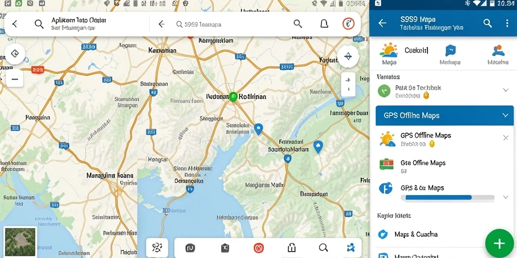 Tampilan antarmuka aplikasi S9S9 dengan peta offline yang detail.