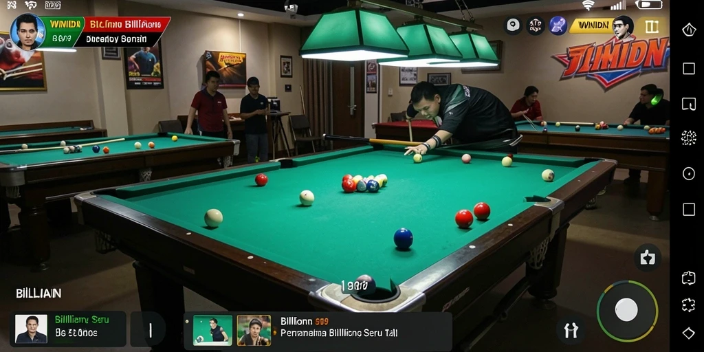 Tampilan antarmuka WINIDN dengan meja billiard yang menarik.