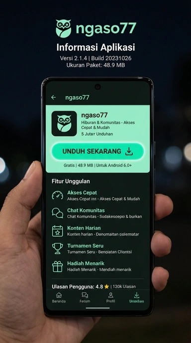 Tampilan halaman APK ngaso77