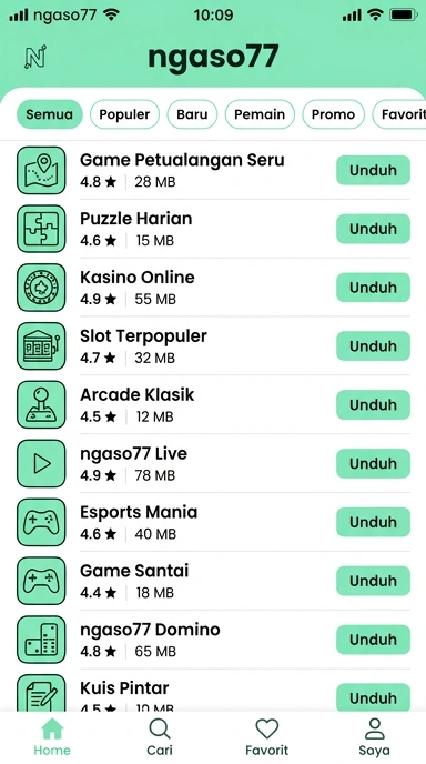 Tampilan katalog aplikasi ngaso77