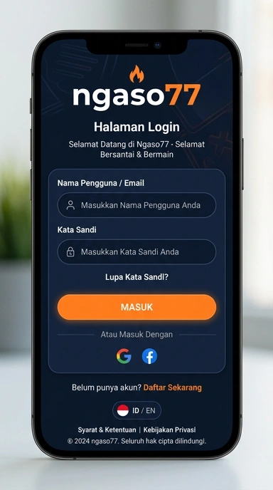 Tampilan halaman login ngaso77